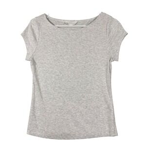 Sage + Stone Ribbed Boat Neck Top Womens Large Grey Short Sleeve Modal Stretch
